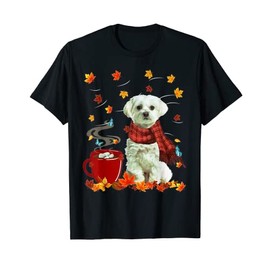 Maltese - Fall - Chocolate - Hot - Funny Dog Autumn Men Women T-Shirt