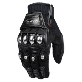 MADBIKE ILM Touchscreen Alloy Steel Outdoor Gloves Motorcycle Powersports Racing Gloves (XL, Black) Model 10C