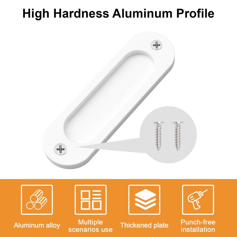 MOROBOR Oval Recessed Sliding Door Pulls, 2pcs White Flush Pull