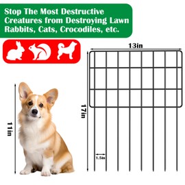 Rustproof Metal Garden Fence, 25 Pack No Dig Dog Fence Border for Dog Rabbits, Garden Decorative Fence Panels for Garden Yard Outdoor