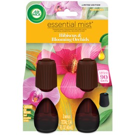 Air Wick Essential Mist Refill, 2 ct, Hibiscus & Blooming Orchids, Essential Oils Diffuser, Air Freshener