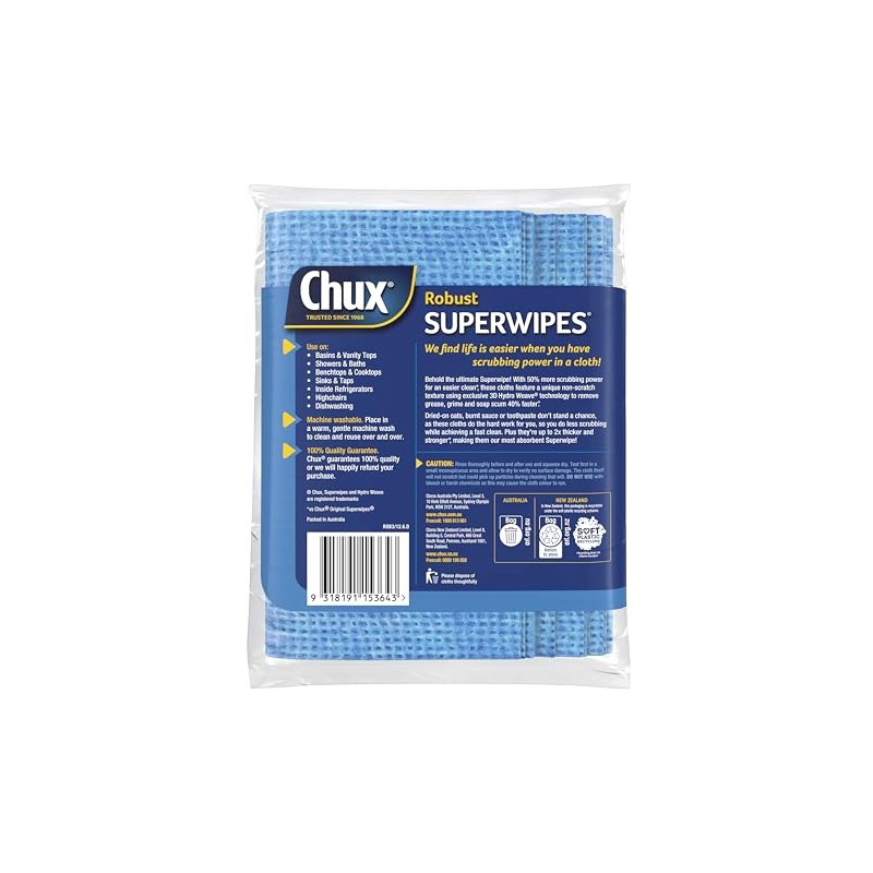 Chux Robust Superwipes Cleaning Cloths, Absorbent, Reusable and Washable Wipes,