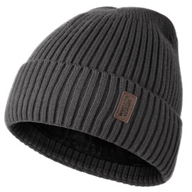 Wmcaps Warm Beanie for Men Women, Fleece Lined Beanie Warm Winter Caps Unisex Fashion Knit Cuffed Cap (Linen Ash)