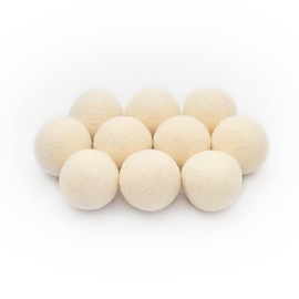 Glaciart One - Bolas de lana de fieltro, pompones de fieltro (10 piezas) 4 centímetros – 1.6 pulgadas, color blanco puro hecho a mano, tamaño pequeño para fieltro y guirnalda