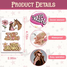 Hying 16 Sheets Cowgirl Temporary Tattoos Westworld Cowgirls Tattoos Stickers Waterproof Cartoon Makeup Face Tattoos for Birthday Party Decorations
