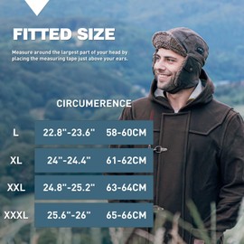TOP-EX Oversize XXL Green Waterproof Mens Pilot Hat Aviator Hunting Trapper Faux Leather Winter Outdoors Trooper Earflap Extra XX-Large