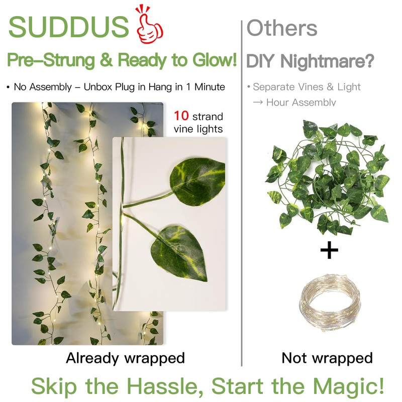 suddus 200 LED Vine with Light Plug in, 6.5ft x
