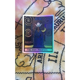 Magic Rose Bunnie High Priestess Tarot Card Holographic Sticker