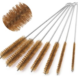 Pack of 7 Brass Pipe Cleaning Brush, Brass Cylinder Brush, Clean Drill Hole Brush, for Cleaning Test Tubes, Straw Brush, Small Spaces, 6 mm/8 mm/10 mm/12 mm/15 mm/20 mm/22 mm