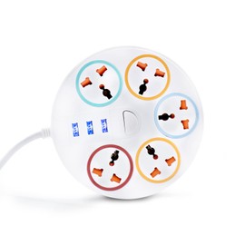 Andromeda Inc Multicontacto Circular regleta eléctrica 8 en 1 USB Conector Multiple Universal