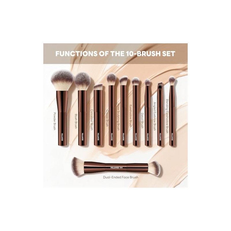 MAANGE 10 Piezas Set de Brochas para Maquillaje con Estuche