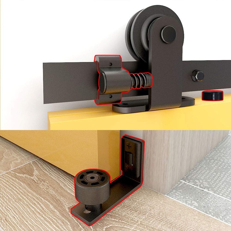 8FT Sliding Barn Door Hardware Kit Black Rustic Rail Track