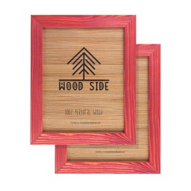 Rustic Wooden Picture Frames 6x8 - Set of 2-100% Natural Eco Solid Wood with High Definition Real Glass for Wall Hanging or Tabletop Display - Red