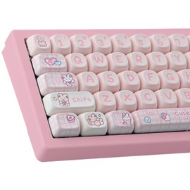 TYRIXKI PBT 148 Keys Cute Keycaps Dye-Sublimation Bunny Keycaps Set MOA Profile for Cherry Gateron MX Keys Mechanical Keyboards