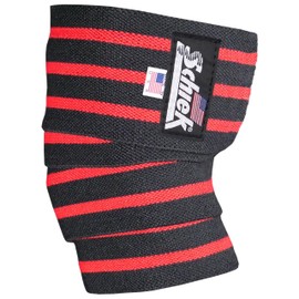 Schiek Sports Model 1152 Heavy-Duty Cotton Elastic Elbow Wraps - Black/Red