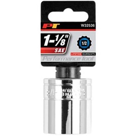 Performance Tool W32536 1/2 Drive 1-1/8 12Point Socket, 1 Pack