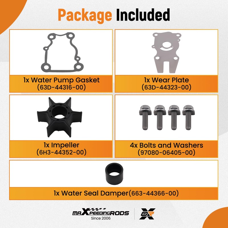 maXpeedingrods 63D-W0078-01-00 Water Pump Impeller Kit for Yamaha