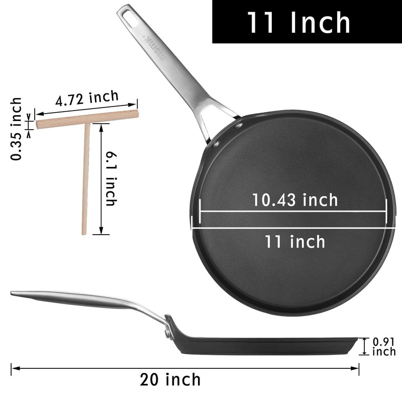 MsMk 11 inch Nonstick Crepe Pan, Titanium and Ceramic Nonstic