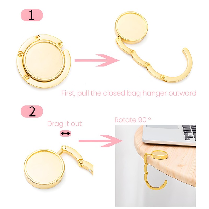 4 Pack Handbag Hooks for Tables – Foldable Bag Hook