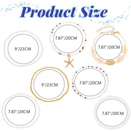 Handcess Boho Beaded Anklets Gold Shell Ankle Bracelet Starfish Anklet Foot Jewelry for Women
