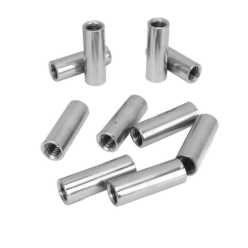 10Pcs Coupling Nut Female Thread Round Rod Connector 304 Stainless
