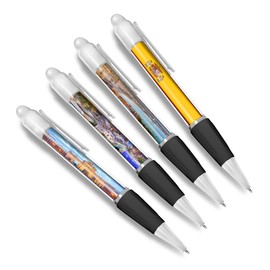 DV DESIGN Set of 4 Spain White Ballpoint Pens - Barcelona Madrid Sevilla Flag Beach Spanish Europe Friends Boys Girls Men Women Theme Pen #79353