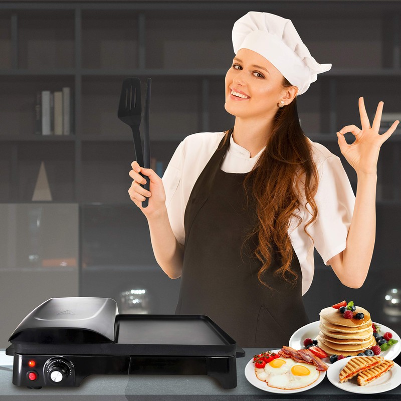 Nutrichef 2-in-1 Panini Press Grill & Griddle | Nonstick Coating,