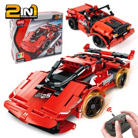 RC Toy Best Birthday Gifts for Age 6 7 8 9 10 11 12 Years Old Kids Boys Girls 2 in 1 Remote Control Racing Car Building Blocks 351 Pcs DIY Building Kits Engineering Construction Toy