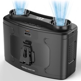 20000mAh Portable Waist Fan, Personal Fan Clip on with Rechargeable Battery operated, Dual Motors Upto 40H Cooling,10 Speeds,16000RPM Hands-Free Belt Neck Fan for Outdoor Jobsite Camping Travel