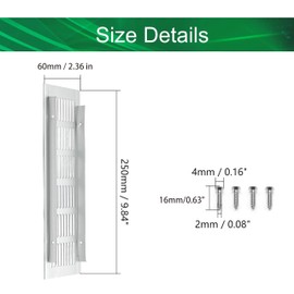 2pcs Cabinet Furniture Vent Covers,Louvered Ventilation Cover,Aluminium Alloy Ventilation Grille,Rectangle Air Vent for Kitchen Sink Wardrobe Shoes Cabinet 250x 60mm (L x W) (Silver)