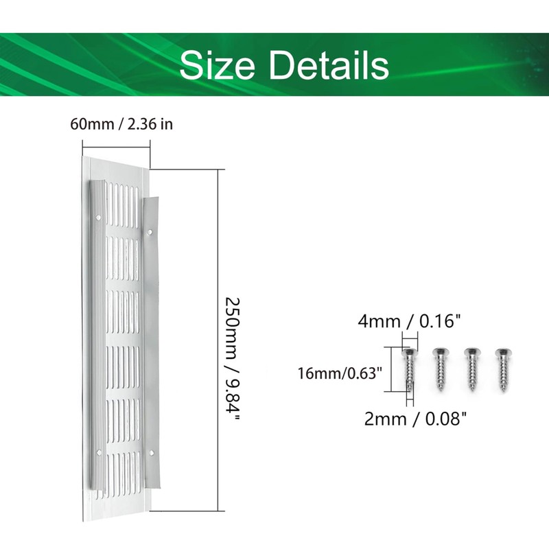 2pcs Cabinet Furniture Vent Covers,Louvered Ventilation Cover,Aluminium Alloy Ventilation Grille,Rectangle