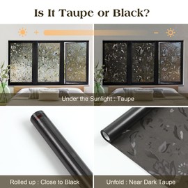 rabbitgoo Window Privacy Film, Decorative Stained Glass Window Film, Heat Blocking Glass Clings, Renter-Friendly Static Cling Frosted Sticker Covering for Home, Taupe Tulip 17.5" x 157.4"