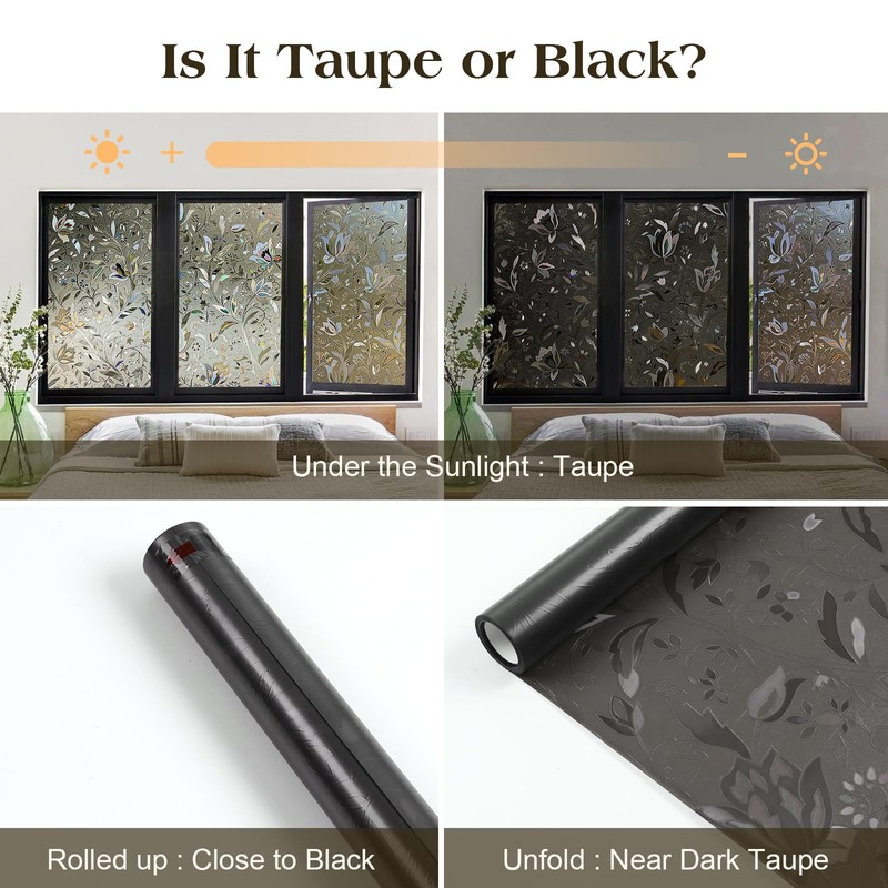 rabbitgoo Window Privacy Film, Decorative Stained Glass Window Film, Heat