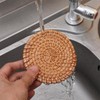 Oruola 2pcs Rattan Placemats,10cm Diameter Handmade Woven Coasters,Natural Rattan Placemats