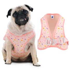 [PororoPet] Vest Dog Harness - Lightweight Breathable Mesh Harness for Small, Medium Dogs - Adjustable Fit with Secure Buckles, Pink - L