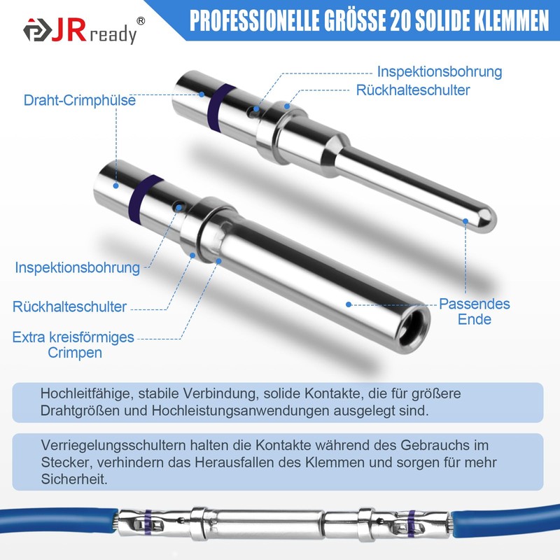 JRready ST6295 50 Pairs Solid 20 Gauge Clamps