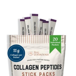 Live Conscious Collagen Peptides Powder - Naturally-Sourced Type I & III Hydrolyzed Bovine Collagen - For Hair, Skin, Nail & Joint Support:_20 Packets