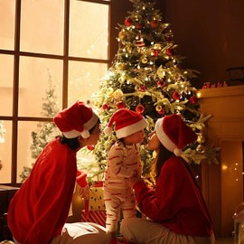 Santa Hat YOAYAO Christmas Santa Hat Plush Christmas Hat Christmas Decoration Santa Hat Christmas New Year Party Supplies Kids Red (1 Piece)