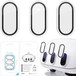 3 Pack Glass Protection Film for Meta Quest 3 Front Lens Film Alloy + Tempered Glass Compatible Protective Film 360° Protection Abrasion Scratch Dust Shock Absorbing Glass Protective Film Accessories