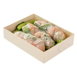 Restaurantware Taipei 23 Ounce Food Containers 100 Rectangle Wooden Bento Boxes - Lids Sold Separately Grease Impermeable Poplar To Go Boxes Disposable Serve Noodles Dumplings And More