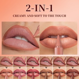 Mrettick 6PCS Matte Lippenstift Crayon Lip Liner Bleistift für Frauen, Makellose Kontur Allmählicher Ombre Effekt Lippenstift, Langlebiger wasserfester wischfester