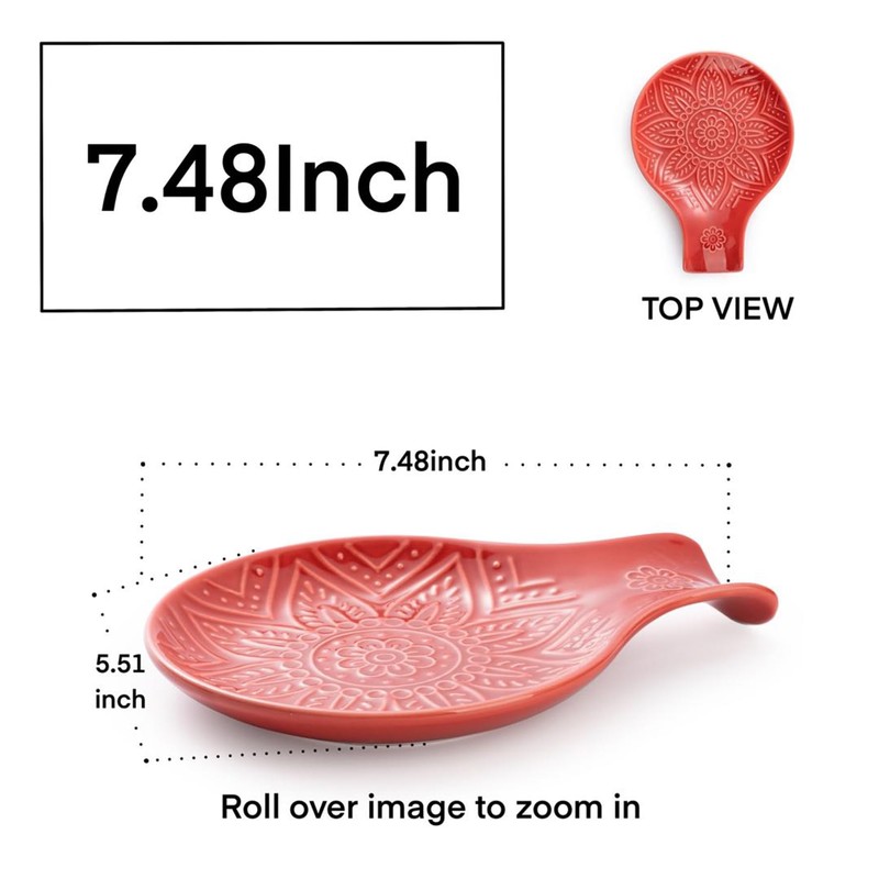 MIKIGEY Ceramic Spoon Rest, 7.48 Inches Spoon Holder for Kitchen