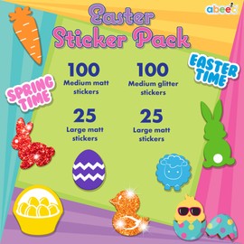 abeec Easter Stickers Pack | 250 Easter-Themed Stickers | Kids Craft Supplies | DIY Easter Card Making | Easter Bonnet Decorations | Cute Foam Stickers for Scrapbooking & Arts and Crafts Projects