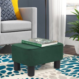 Joveco Small Footstool Ottoman Fabric Footrest Modern Rectangular Footstools for Living Room Bedroom (Green)