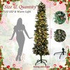 7.5ft Flocked Pencil Christmas Tree with Warm String Lights Pine