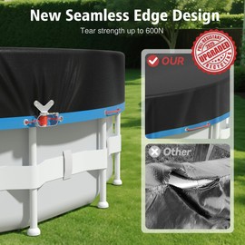 COSYUMI 12ft Round Pool Cover, Upgraded Tear Resistance & Seamless Side Design, All Season Protection - Snug Fit & Easy Set