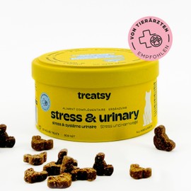 Treatsy Ergänzungsfuttermittel für Katzen – Stress & Harnwege. Blasenentzündung & Struvit – Alpha-Casein, Tryptophan, Omega-3 – Von Tierärzten empfohlen
