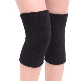 1 Pair Winter Warm Knee Warmers for Women Men Non-Slip Knee Pads Knee Support Elastic Knee Pads Leg Warmers for Football Dance Yoga Sports Thermal Knee Compression Sleeves for Women Men, black