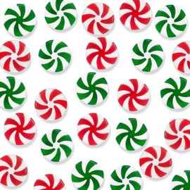 WELANE Christmas Candy Decor, 60 PCS Mini Red Green Christmas Tree Hanging Peppermint Ornaments for DIY Crafts, Holiday Party Decoration (2.4 x 0.6cm/0.95 x 0.24in)