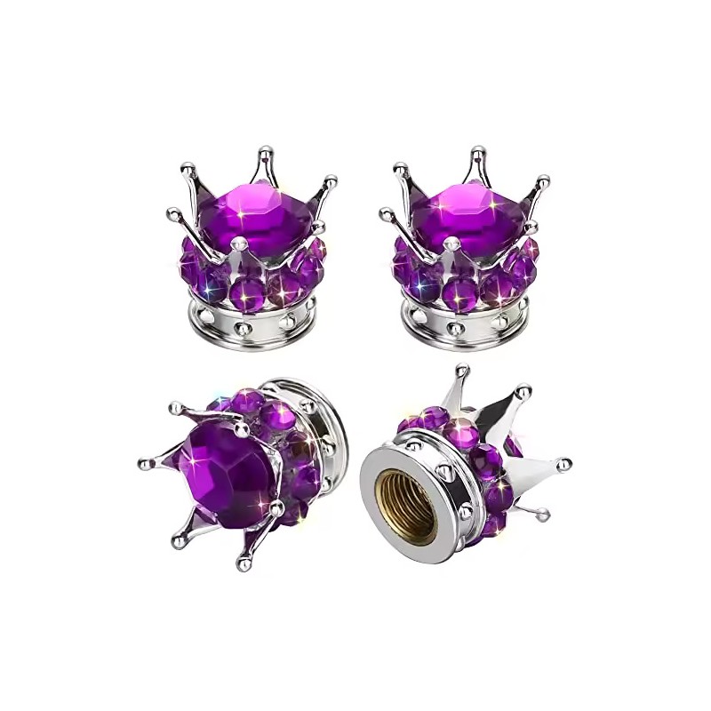 4-Piece Crown Rhinestone Tire Valve Stem Caps